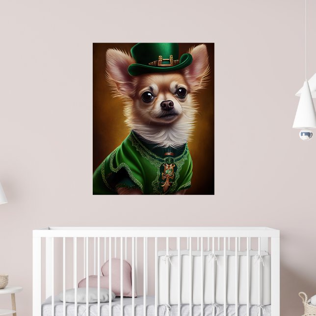 Chihuahua Hund i St. Patrick Dress Poster (Barnkammare 2)