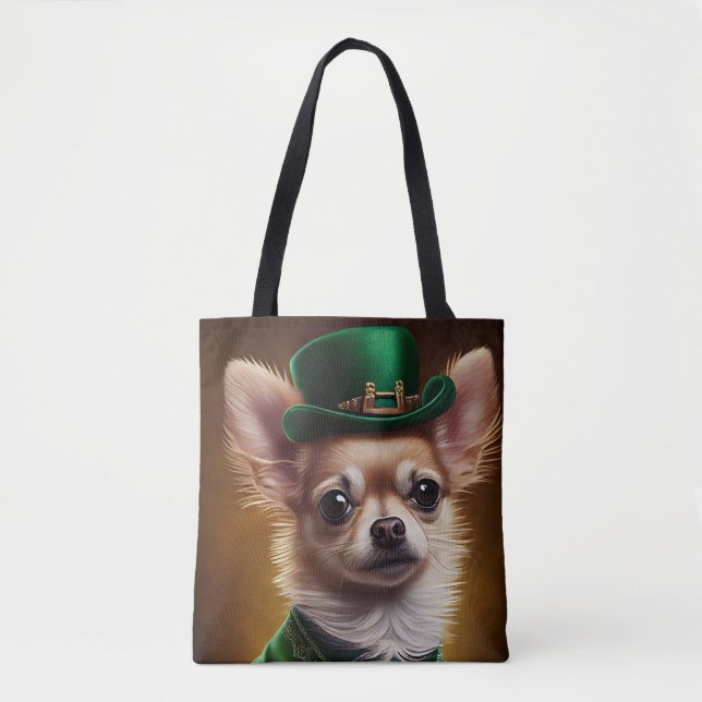 Chihuahua Hund i St. Patrick Dress Tygkasse (Framsida)