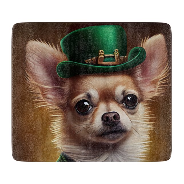 Chihuahua hund i St. Patricks dag dräkt (Framsidan)