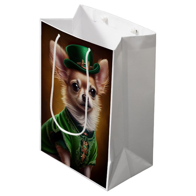 Chihuahua hund i St. Patrick's Day klänning (Framsidan Vinklad)