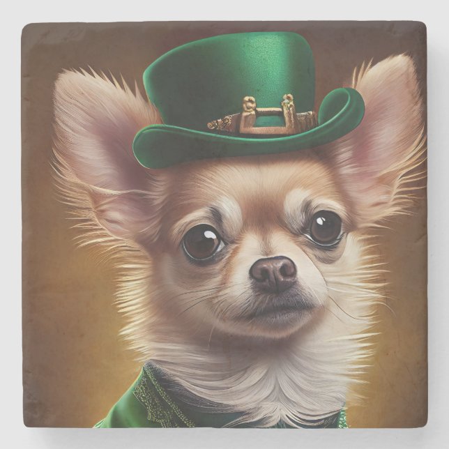 Chihuahua hund i St. Patrick's Day klänning Stenunderlägg (Framsidan)