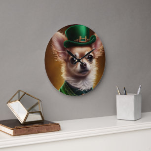 Chihuahua hund i St. Patrick's Day klänning Stor Klocka