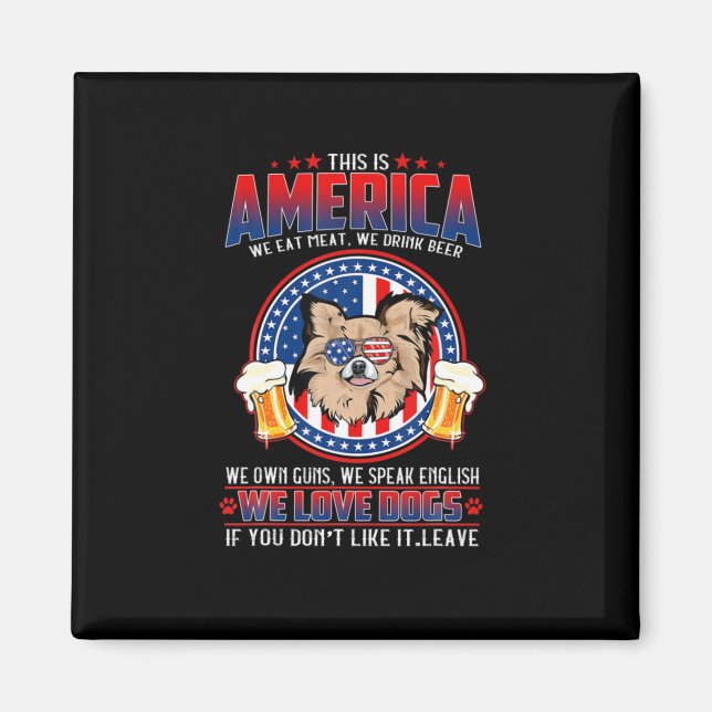 Chihuahua Hund i USA 4 juli Magnet (Framsidan)