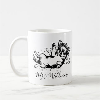Chihuahua Hund Illustration, Anpassat Namn Bröllop Kaffemugg