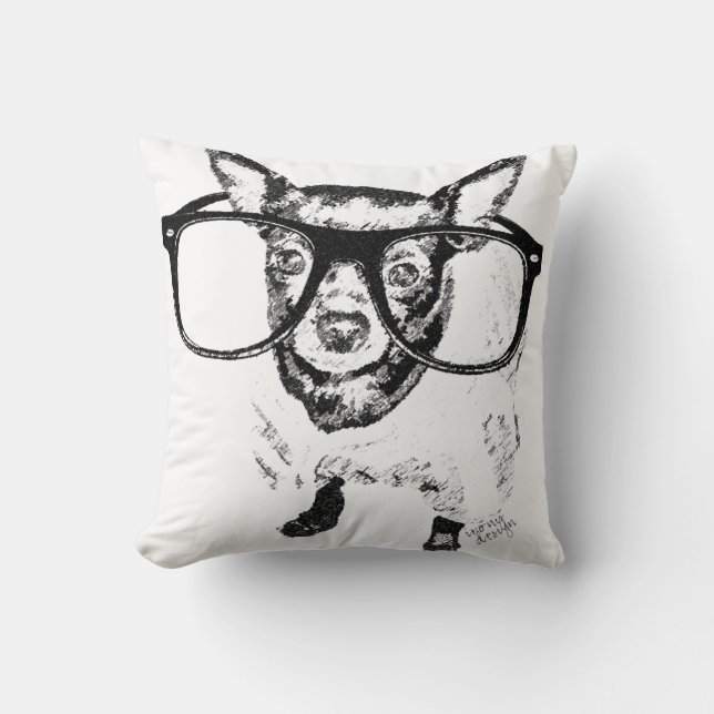Chihuahua Hund Illustration Ritning Kudde (Framsida)