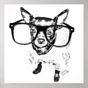 Chihuahua Hund Illustration Teckning Poster