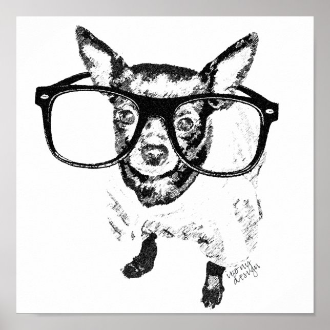 Chihuahua Hund Illustration Teckning Poster (Framsidan)