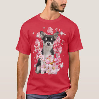 Chihuahua Hund Japansk Cherry Blommar Sakura Flowe T Shirt
