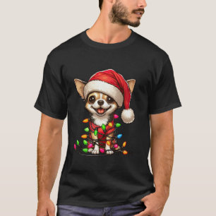 Chihuahua Hund jul Ljus Santa Hat Boys Girl T Shirt