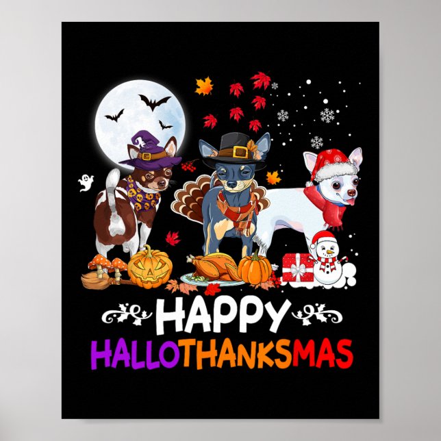 Chihuahua Hund jul Lycklig Hallothankmas Tack Poster (Framsidan)