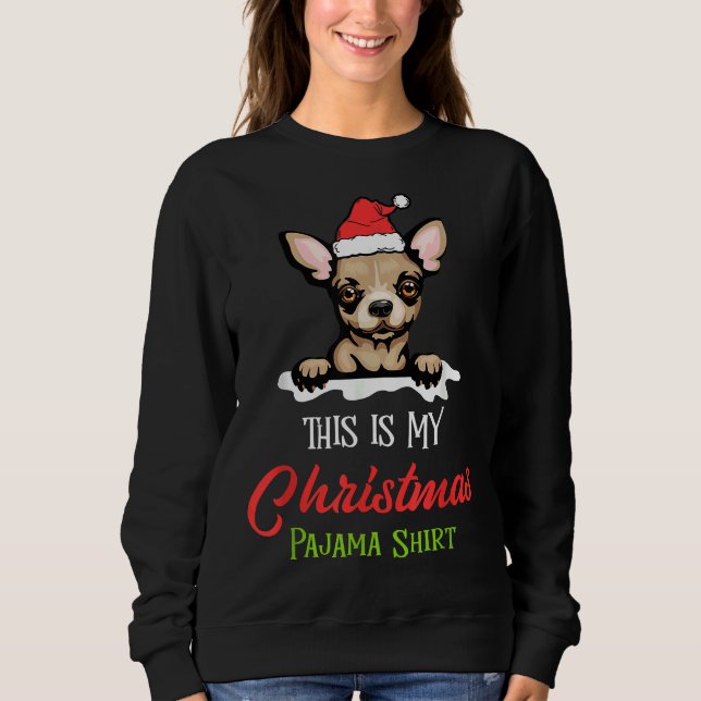 Chihuahua Hund jul Pajamas Jultomten T Shirt (Framsida)