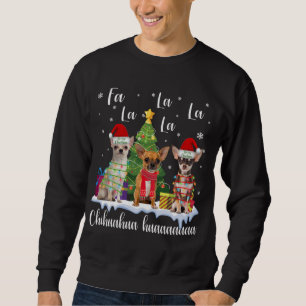 chihuahua hund julafton fa la la la llustigt ful c lång ärmad tröja
