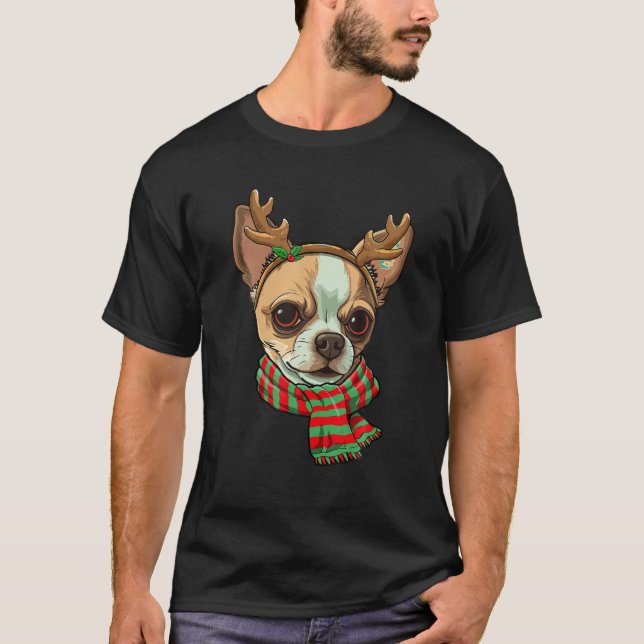 Chihuahua Hund julrener Santa Hat Funny X T Shirt (Framsida)