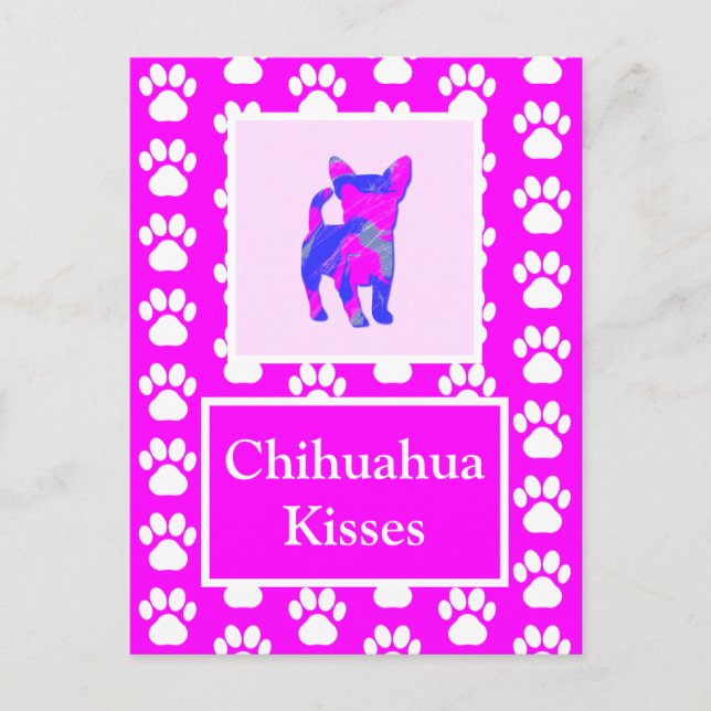 Chihuahua Hund Kisses Silhouette i Cute P&B Vykort (Framsida)
