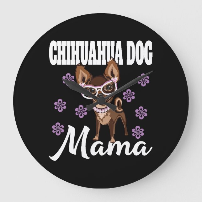 Chihuahua Hund Mamma Stor Klocka (Framsida)