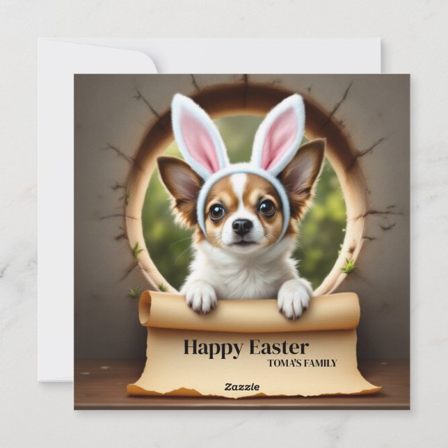 Chihuahua hund - med familjenamn julkort (Baksida)