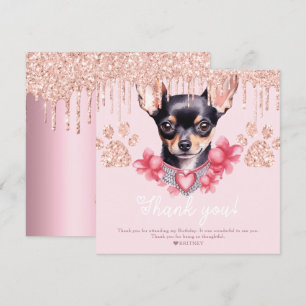 Chihuahua Hund med Glitter Födelsedagsfest Tack Kort