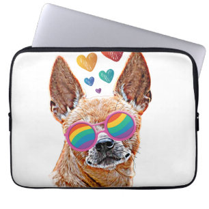 Chihuahua Hund med Hjärtan Alla Hjärtans Dag Laptop Fodral