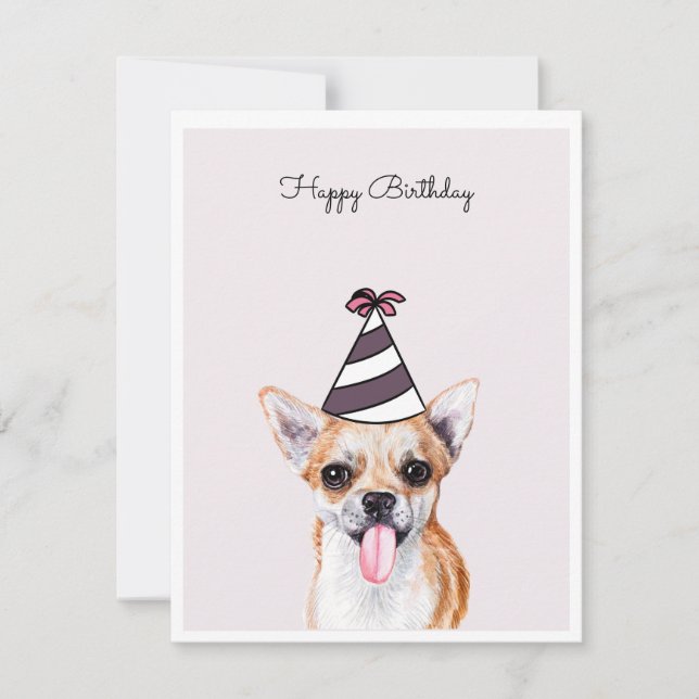 Chihuahua Hund med Party Hat Card (Framsida)