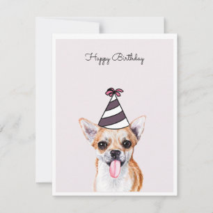 Chihuahua Hund med Party Hat Card