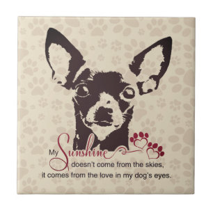 Chihuahua Hund My Sunshine Brown Kakelplatta