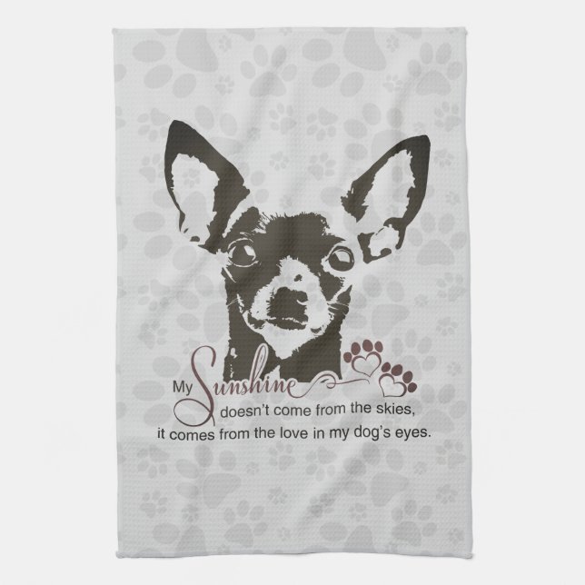 Chihuahua Hund My Sunshine Grått Towel Kökshandduk (Vertikal)