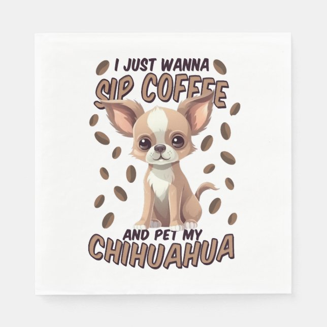 Chihuahua hund och kaffebönor pappersservett (Framsidan)