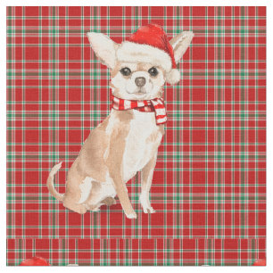 Chihuahua Hund och Red Plade-jul Tyg