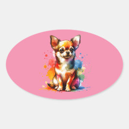 Chihuahua Hund Ovalt Klistermärke