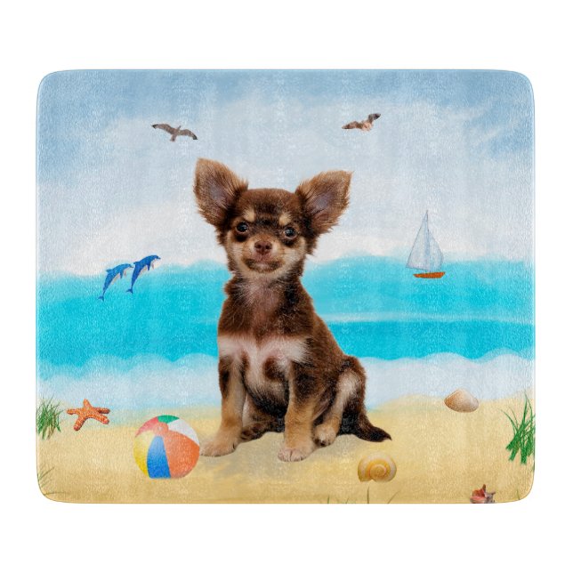 Chihuahua Hund på Beach (Framsidan)