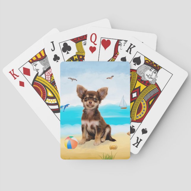 Chihuahua Hund på Beach Casinokort (Baksidan)