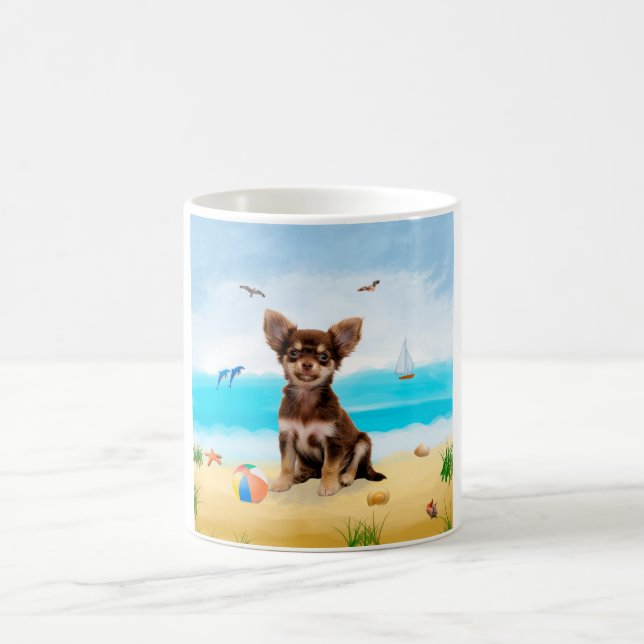 Chihuahua Hund på Beach Kaffemugg (Center)