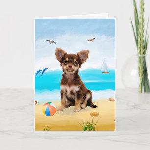 Chihuahua Hund på Beach Kort