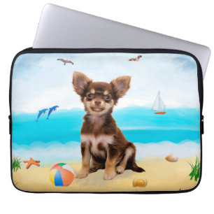 Chihuahua Hund på Beach Laptop Fodral