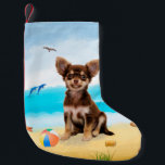 Chihuahua Hund på Beach Liten Julstrumpa<br><div class="desc">Cute hund på stranden är en perfekt presentidé för någon som kärlek i hund aveln.</div>