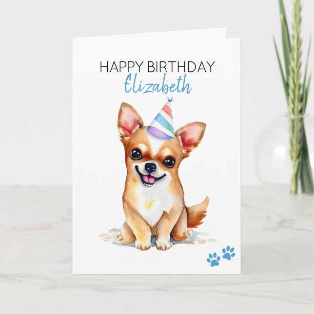 Chihuahua Hund Personlig Grattis på födelsedagen Kort (Framsida)