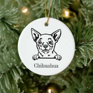 Chihuahua hund Personlig Pet Ornament, Anpassnings Julgransprydnad Keramik