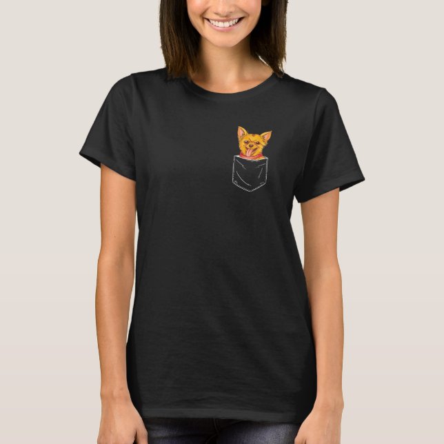 Chihuahua Hund Pocket T Shirt (Framsida)