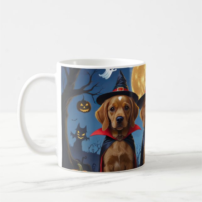 Chihuahua Hund Pumpkin Halloween Funny Kaffemugg (Vänster)