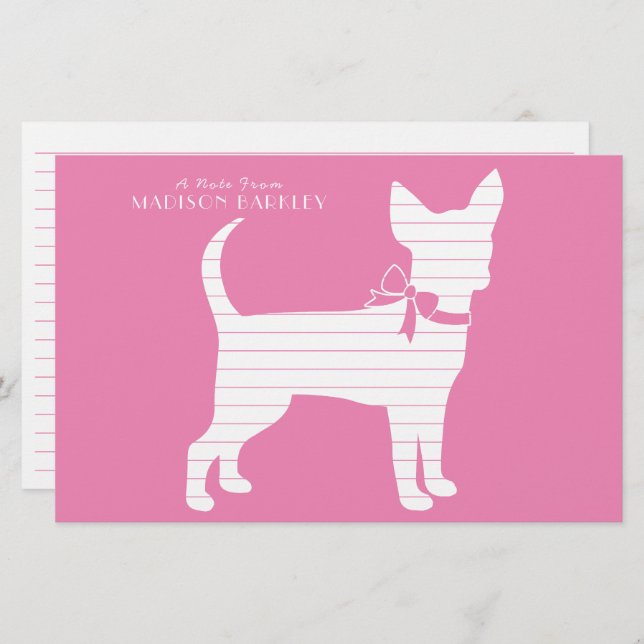 Chihuahua Hund Puppy Stationery Brevpapper (Fram/baksida)