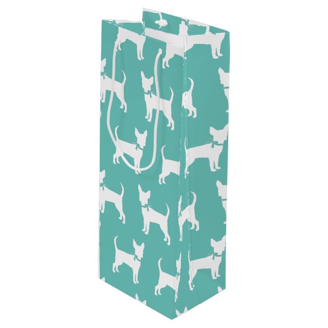 Chihuahua Hund Puppy Vin Gift Bag (Framsidan Vinklad)