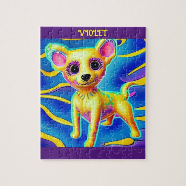 CHIHUAHUA HUND PUZZLE MED PERSONLIG NAMN. PUSSEL (Vertikal)