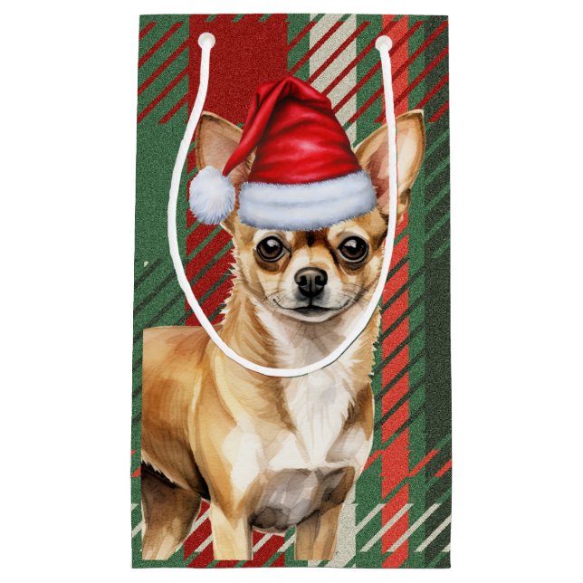 Chihuahua Hund Red Grönt Plade jul (Framsidan)