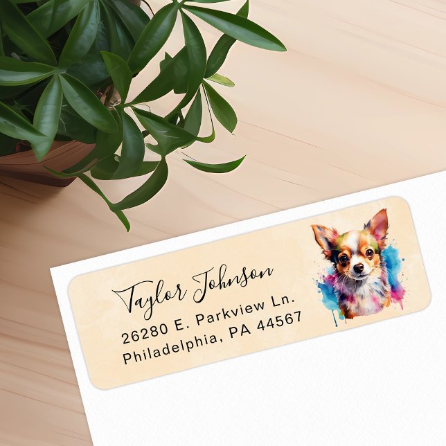 Chihuahua Hund Returadressetikett Returadress Etikett (Skapare uppladdad)