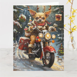 Chihuahua Hund Riding Motorcle jul Kort