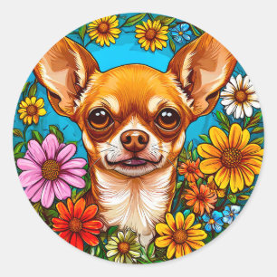 Chihuahua hund runt klistermärke
