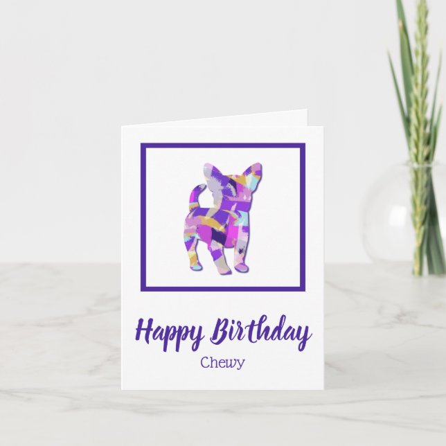 Chihuahua Hund Silhouette Cute PPY&B Birthday Kort (Framsida)