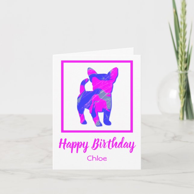 Chihuahua Hund Silhouette Funny Birthday Card Kort (Framsida)