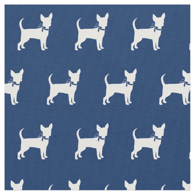 Chihuahua Hund Silhouette Pet Navy Blue Tyg (Närbild)