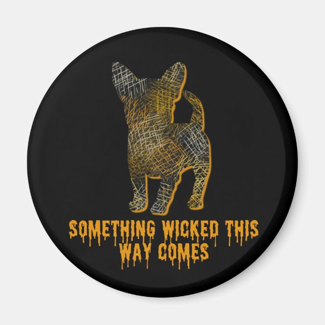 Chihuahua Hund Silhouette Roligt Halloween Magnet (Framsidan)